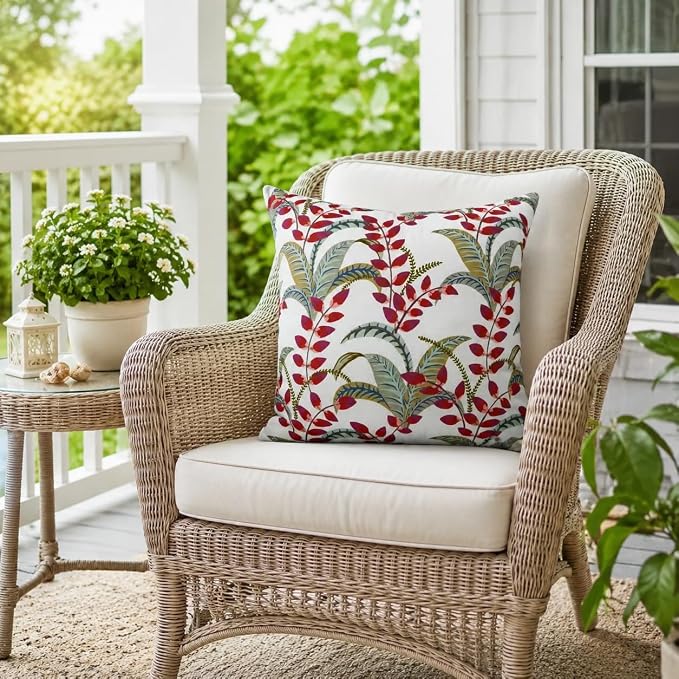 Outdoor Throw Pillows 18×18 Inch Waterproof Pillows with Inserts | Pack of 2 Fade Resistant Decorative Throw Pillows Outdoor Square Pillows for Garden Couch Sofa Patio Furniture