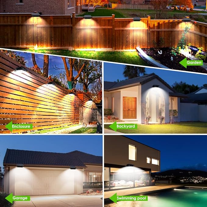 Gutter Lights,40 LEDs Solar Patio Decor Lights, Deck Light Outdoor Waterproof Fence Light for Wall Backyard Porch, Patio, Pool,Step Stairs, Yard, Garden, Pathway (8Pack-Black,Cool White Light)