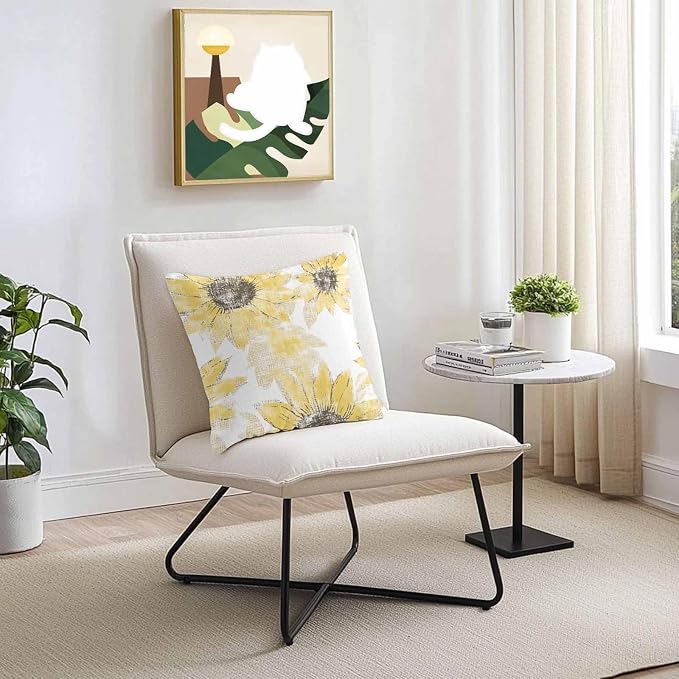 Vandarllin Outdoor Throw Pillows Covers 26x26 inch Set of 2 Waterproof Yellow Sunflower Decorative Zippered Cushion Covers for Patio Furniture, Flower Field Lumbar Pillowcases