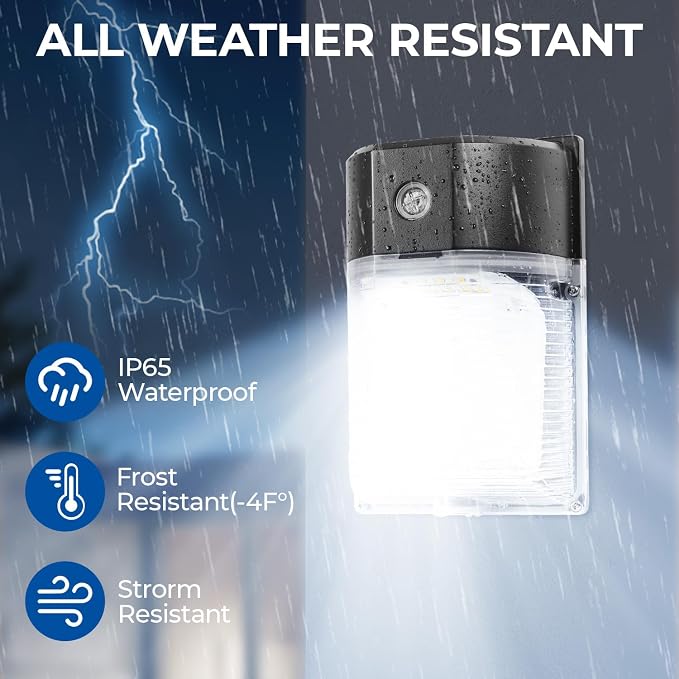 CINOTON 26W LED Wall Pack Light with Dusk to Dawn Sensor, 3CCT Black 2Pack | 100-277Vac, 26W/18W/13W Switchable, 3CCT Wall Lights, IP65 Waterproof, Outdoor Security Flood Lighting for Garage, Backyard