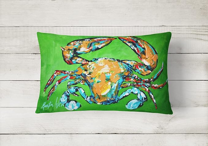 Caroline's Treasures MW1154PW1216 Wide Load Crab Canvas Fabric Decorative Pillow Machine Washable, Indoor Outdoor Decorative Pillow for Couch, Bed or Patio, 12HX16W