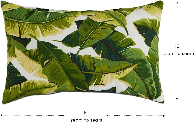 Greendale Home Fashions 2-Pack Outdoor 19x12 inch Rectangle Decorative Throw Pillow, Tropical White