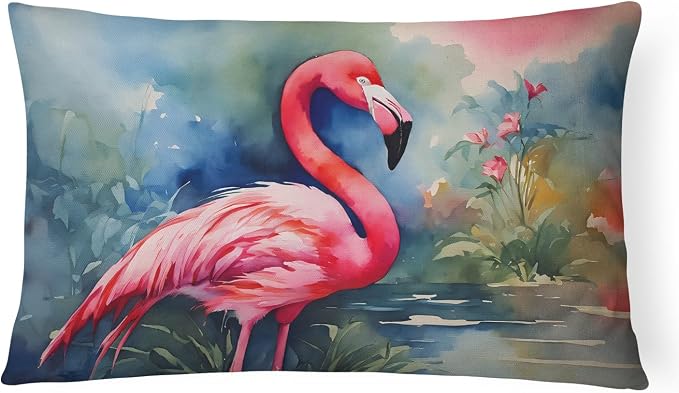 Caroline's Treasures DAC2859PW1216 Flamingo Throw Pillow Machine Washable, Indoor Outdoor Decorative Pillow for Couch, Bed or Patio, 12HX16W