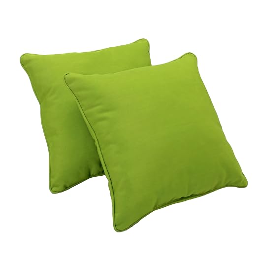 Factory Direct Partners Presidio 18" x 18" Square Decorative Throw Pillow Set with Piping for Indoor/Outdoor Furniture UV, Fade, Weather-Resistant Olefin Fabric (2-Pack) - Lime Green, 13810-LM