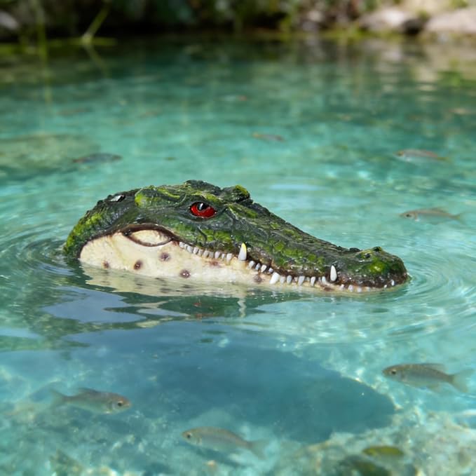 Pond Floating Alligator Head Decoy, Pools Float Fake Gator Head Duck Detterent Crocodile Head Decoy for Koi Garden Yard Decoration Swimming Pool Animal Protector
