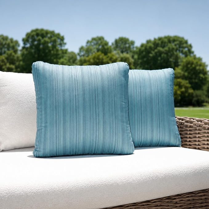 Outdoor Throw Pillow Set of 2 with Inserts, Outdoor Lumbar Pillow Water Resistant for Patio Furniture, 18x18 Inch Outdoor Pillows with Removable Zipper Cover