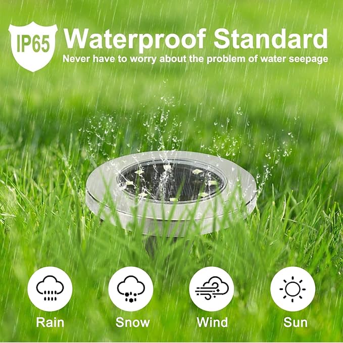 4.6 Inch Diameter Solar Ground Lights, Waterproof Solar Garden Lights, Outdoor Garden Waterproof Bright in-Ground Light, Landscape Lighting for Pathway,Yard,Lawn,Patio,Walkway (16 Pack Warm Light)