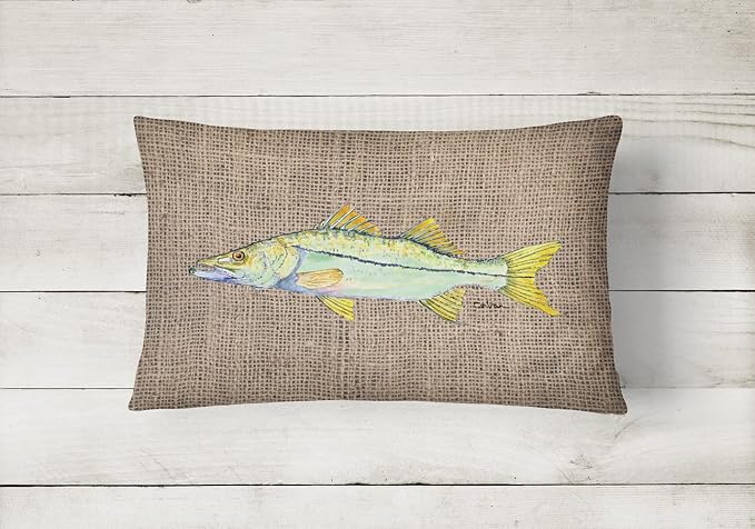 Caroline's Treasures 8772PW1216 Fish - Snook Canvas Fabric Decorative Pillow Machine Washable, Indoor Outdoor Decorative Pillow for Couch, Bed or Patio, 12HX16W