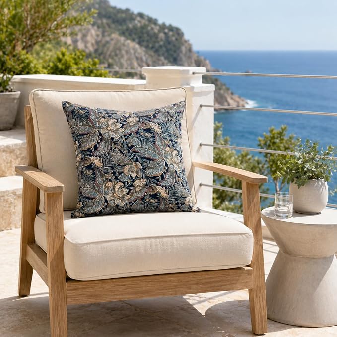 Outdoor/Indoor Decorative Throw Pillows 18×18 Inch | Pack of 2 Waterproof Decorative Throw Pillows with Inserts, Square Pillows for Bed, Couch, Sofa and Patio Furniture
