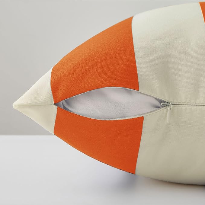 Allorry Outdoor Pillow Covers 12x20 Orange Striped Outdoor Decor JB007I12 | Striped Pillow Covers|for Spring Summer Outdoor Waterproof Garden Patio Furniture Sofa Bed Home Decor