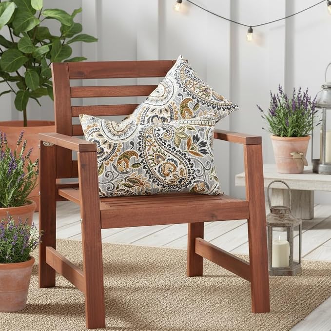 Set of 2 Outdoor Throw Pillows 19 x 12 Inch – Reversible Rectangle Patio Accent Pillows – Weather-Resistant Polyester Fabric – Eco-Friendly Recycled Polyfiber Fill – Arctic Paisley