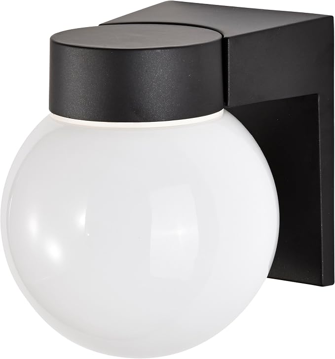 Nuvo Lighting SF77/137 Utility Fixture Die Cast Aluminum Durable Outdoor Wall Mount Porch and Patio Light with White Glass Cylinder, Black