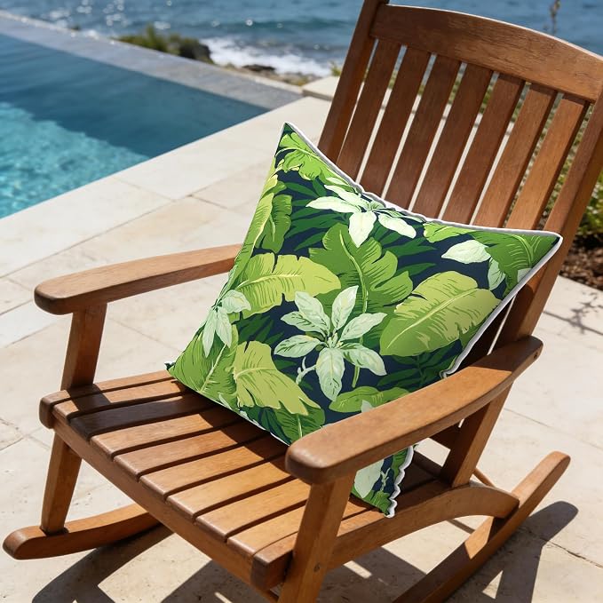 LVTXIII Outdoor Throw Pillow Covers 16x16 Waterproof Tropic Accent Pillow Cases Fluffy Outdoor Cushion Covers for Garden and Patio Furniture Decoration, 2 Pack, Jungle Leaves