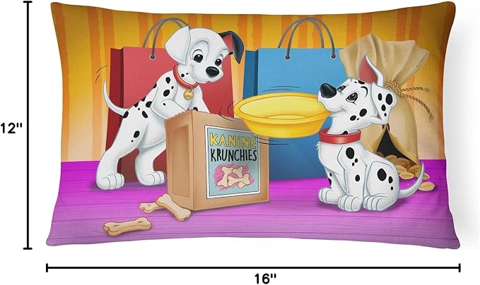 Caroline's Treasures APH9063PW1216 Dalmatians Snack Time Canvas Fabric Decorative Pillow Machine Washable, Indoor Outdoor Decorative Pillow for Couch, Bed or Patio, 12HX16W