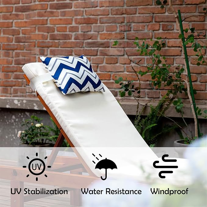 Chaise Lounge Head Pillow Oudoor Patio Pillow with Elastic Strap | 2 Pack Water Resistant Headrest Pillows for Recliner, Beach Chair, Office Chair, Wave