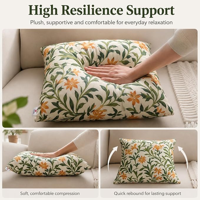 Outdoor Throw Pillows 18×18 Inch Waterproof Pillows with Inserts | Pack of 2 Fade Resistant Decorative Throw Pillows Outdoor Square Pillows for Garden Couch Sofa Patio Furniture