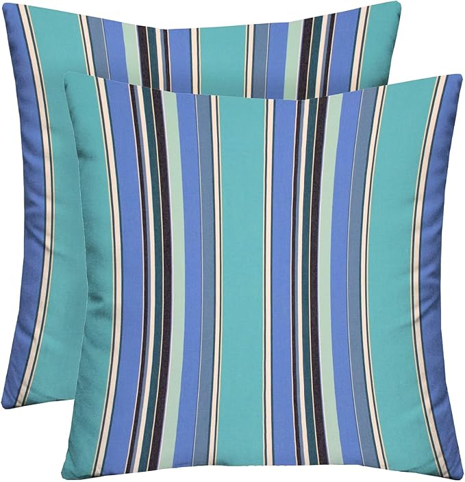 RSH DECOR: Sunbrella Square Throw Pillows Set of 2 | 20" x 20" | Water and Fade-Resistant Performance Fabric | Outdoor Pillow Covers with Down-Alternative Inserts | Dolce Oasis