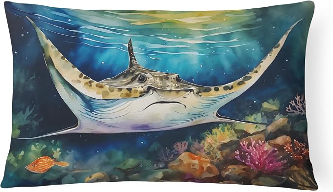 Caroline's Treasures DAC2831PW1216 Sting Ray Throw Pillow Machine Washable, Indoor Outdoor Decorative Pillow for Couch, Bed or Patio, 12HX16W