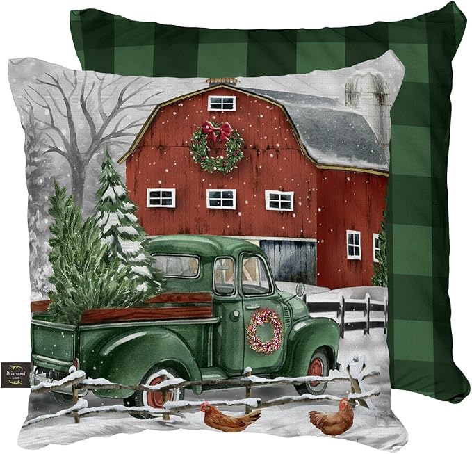 Briarwood Lane Winter Indoor/Outdoor Pillow 17x17 Christmas on the Farm for Christmas Pillow