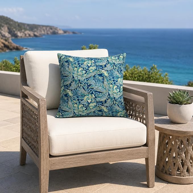 Outdoor/Indoor Decorative Throw Pillows 18×18 Inch | Pack of 2 Waterproof Decorative Throw Pillows with Inserts, Square Pillows for Bed, Couch, Sofa and Patio Furniture