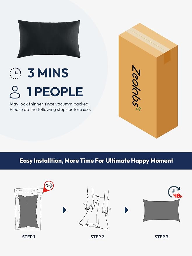 Indoor Outdoor Lumbar Pillows,Waterproof Outdoor Pillows Set of 4 for Patio Furniture,12×20 Inch, Black