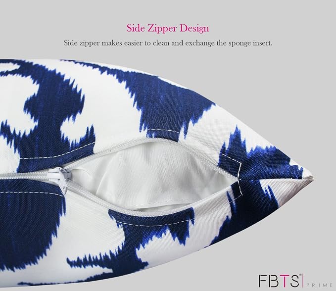 Pack of 2 Outdoor Waterproof Decorative Throw Pillows with Inserts for Patio Furniture, 18x18 Inch Fade Resistant Patio Garden Cushions for Couch Bed Sofa, Paisley Navy