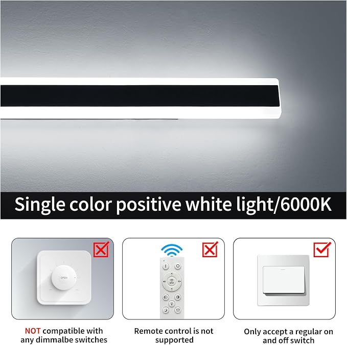 23.6inch Modern Outdoor Wall Light, Black Linear Long LED Wall Sconce, 6000K Cold White, 24W, IP65 Waterproof, Exterior Wall Light Fixture Garage Lighting for Porch, Patio, Yard, House, Garden