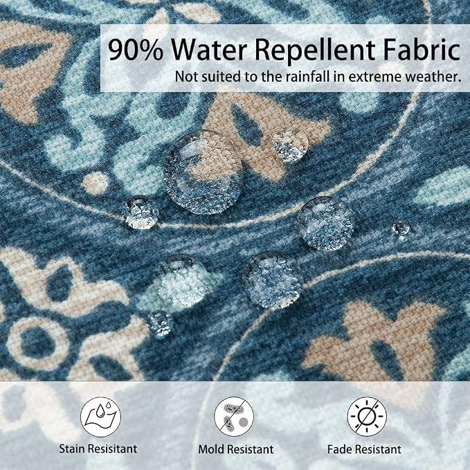 Magpie Fabrics Pack of 2 Outdoor Lumbar Pillow Case Covers 12"x20", Waterproof Rectangular Throw Pillowcase Shell Decorative Sham for Patio Garden Couch - Morgan Medal Blue