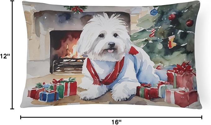 Caroline's Treasures DAC2640PW1216 Coton De Tulear Cozy Christmas Throw Pillow Machine Washable, Indoor Outdoor Decorative Pillow for Couch, Bed or Patio, 12HX16W