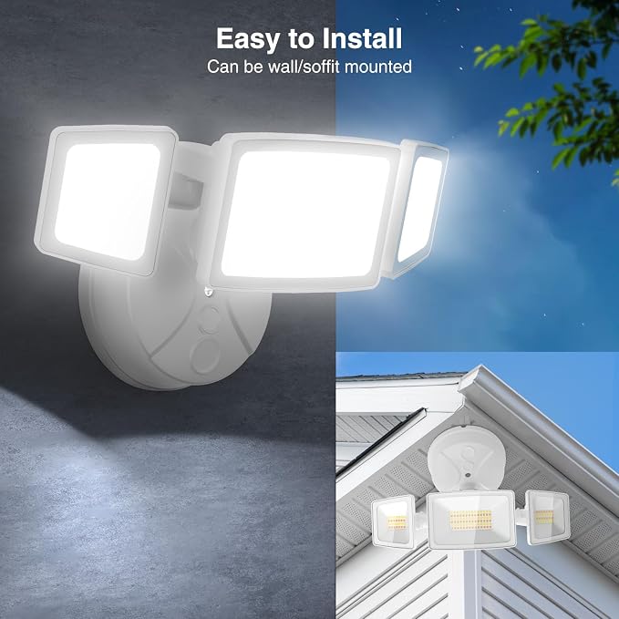 Onforu 55W Smart LED Flood Lights Outdoor, 5500LM, Tunable 2700K-6500K, APP Control, WiFi Alexa Security Lights with Timer & Adjustable 3 Head, IP65 Waterproof for House, Yard, Porch, Garage, Backyard