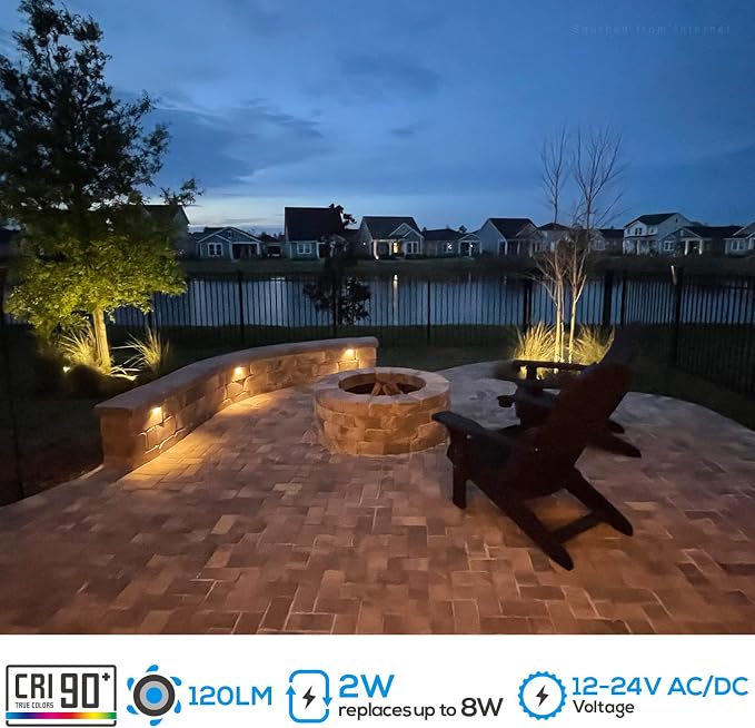 LEONLITE 4-Pack 5CCT 4 Inch LED Hardscape Lighting, 2200K-5000K | LED Landscape Lighting, 12-24V AC/DC Paver Light Low Voltage Retaining Wall Lights, 2W Outdoor Step Lights, ETL