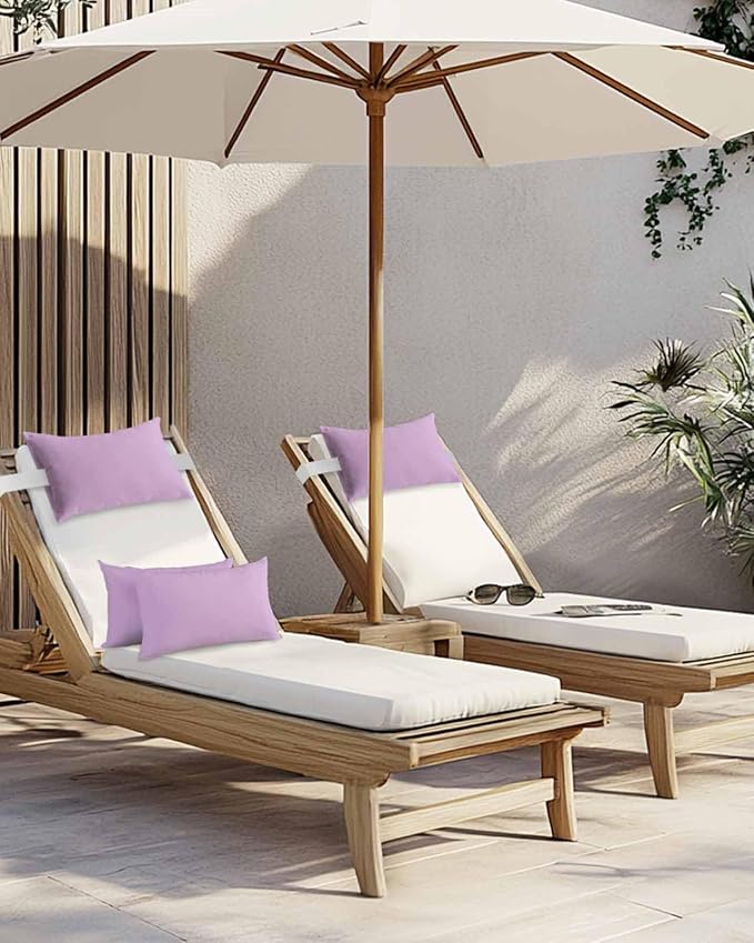 Outdoor Pillow for Lounge Chair with Strap & Insert Lavender Recliner Head Pillow Solid Purple Color Waterproof Headrest Patio Lumbar Pillows for Beach Pool Office Chaise Chair 11x16 Inch