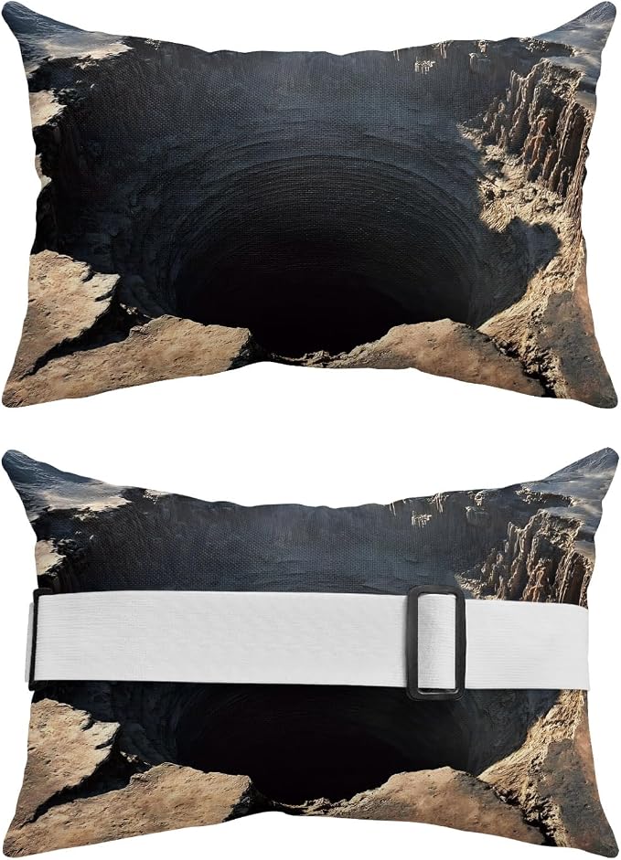 Outdoor Lumbar Pillow Set of 2, Ground Fissure Waterproof Beach Headrest Pillow with Inserts, Brown Crater Dramatic Recliner Throw Pillows for Patio Furniture, 11 x 16