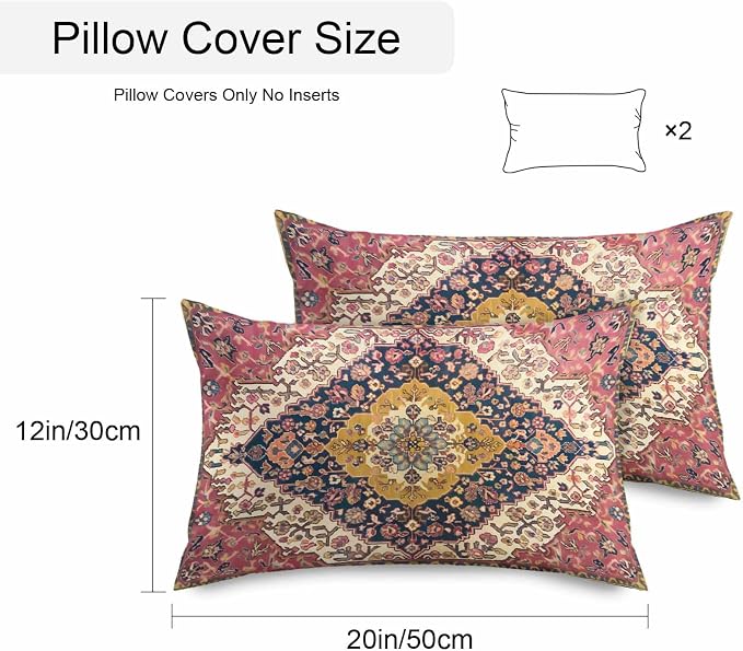 Southwest Aztec Waterproof Outdoor Pillow Covers Set of 2 Home Decor, Boho Tribe Traditional Floral Patterned Pillowcase Patio Pillow Covers for Couch Bench Furniture Garden 20x12in