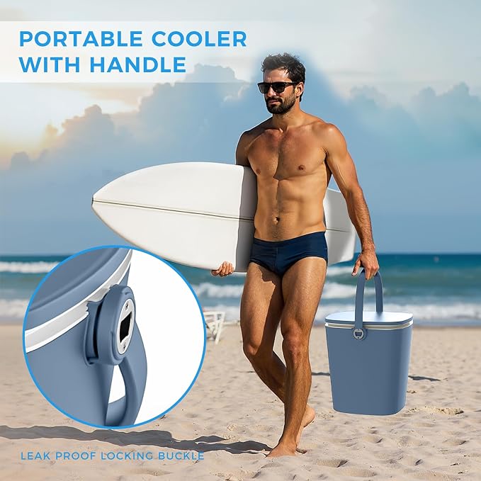 Outdoor Cool Bar Table Portable Cooler Side Table with Handle, Bottle Opener & Lift Top Lid,3-in-1 Cocktail Coffee Table Sturdy,Waterproof & UV Resistant Indoor Outdoor Use(Black)