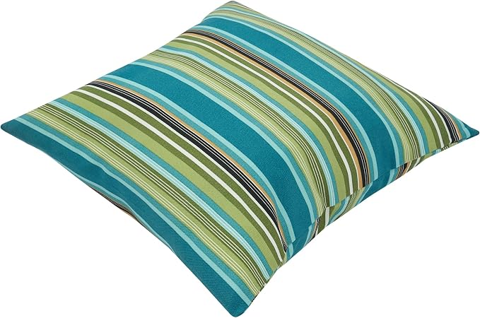Throw Pillow with Insert, Set of 2, Outdoor Indoor Waterproof Decorative Patio Throw Pillow 18x18 Inch, Square Cushion for Couch Sofa Garden Farmhouse Decoration-Green Stripe