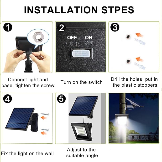 Solar Powered Lights Outdoor, Bright White Light IP65 Waterproof Auto Dusk to Dawn 350° Adjustable Solar Security Flood Lights for Barn, Garden, Garage, Pathway, Yard, Patio, Lawn, Balcony