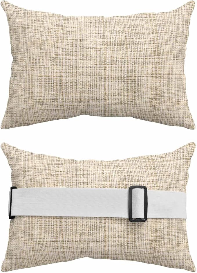 Outdoor Lumbar Pillow Set of 2, Beige Rustic Waterproof Beach Headrest Pillow with Inserts, Vintage Farmhouse Beige Solid Color Recliner Throw Pillows for Patio Furniture, 11 x 16