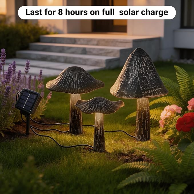Solar Lights Outdoor Decor, Solar Metal Mushroom Yard Decorations Outdoor | IP65 Waterproof Garden Decor, Gifts for Women Mom, for Yard Patio Lawn Pathway Landscape
