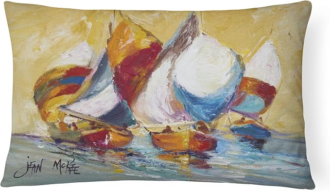 Caroline's Treasures JMK1029PW1216 Boat Race Canvas Fabric Decorative Pillow Machine Washable, Indoor Outdoor Decorative Pillow for Couch, Bed or Patio, 12HX16W