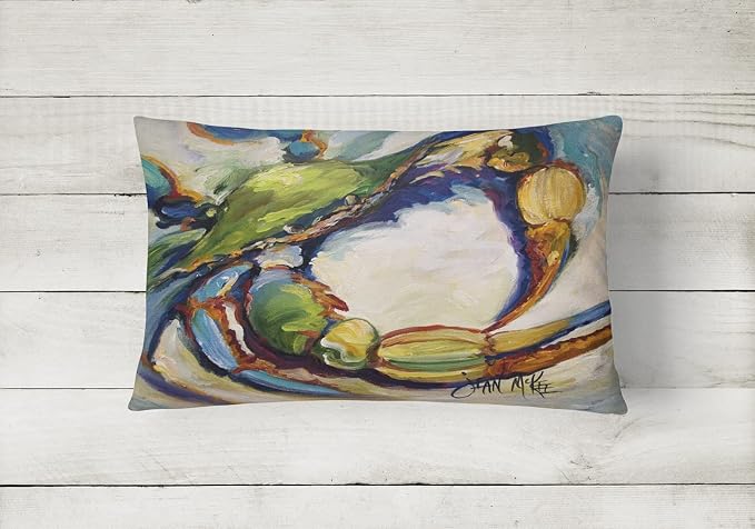 Caroline's Treasures JMK1091PW1216 Blue Crab Canvas Fabric Decorative Pillow Machine Washable, Indoor Outdoor Decorative Pillow for Couch, Bed or Patio, 12HX16W