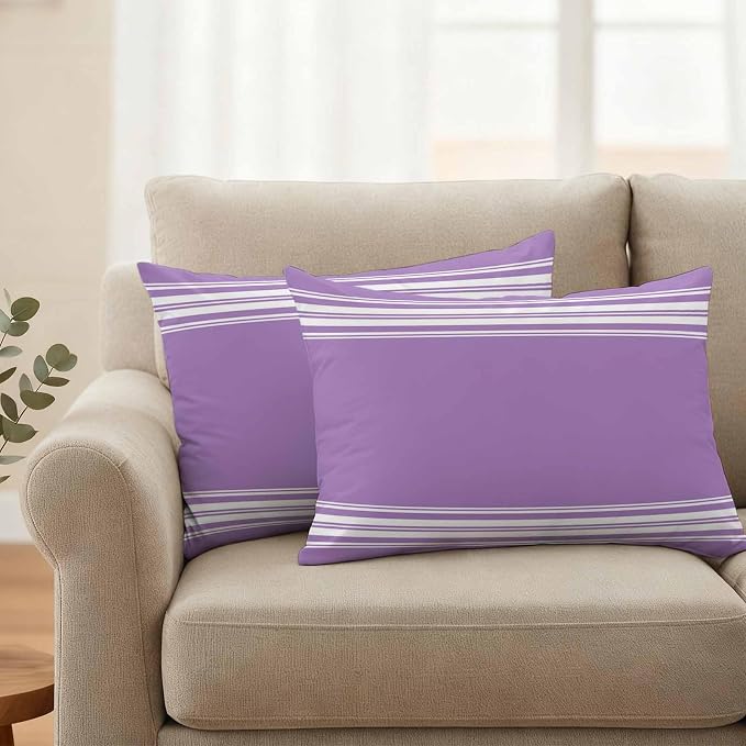 Outdoor Pillow Covers 12x20 Set of 2 Purple Stripes Outdoor Pillows Waterproof Throw Pillow Covers French Stripe Farmhouse Style Pillowcases Decorative Case for Patio Cushion