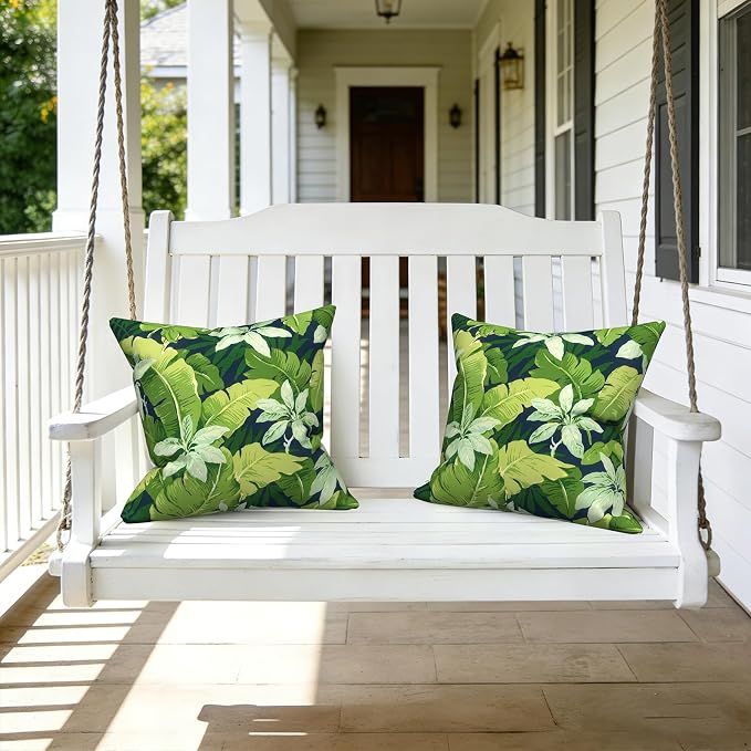 LVTXIII Outdoor Pillows 20x20 Inch, 2 Pack Large Decorative Square Throw Pillows with Inserts for Couch, Bed, Floor Seating, Patio Furniture, Jungle Leaves