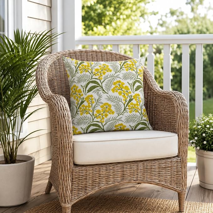 Waterproof Outdoor Throw Pillows with Inserts 18 x 18 Inch | Pack of 2 Patio Decorative Pillows, Square Outdoor Pillows for Patio Furniture Porch Garden Deck Balcony Couch and Sofa
