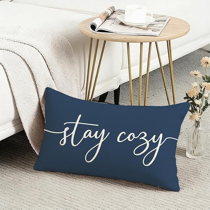 RABUSOFA Blue Outdoor Pillow Covers 12x20 Waterproof Stay Cozy Decoration | Outdoor Patio Decoration, Waterproof & Durable Fabric, Machine Washable, Invisible Zipper, Not Insert