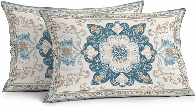 Boho Flowers Waterproof Outdoor Pillow Covers Set of 2 Home Decor, Country Neutral Chic Abstract Floral Art Pillowcase Patio Pillow Covers for Couch Bench Furniture Garden 20x12in