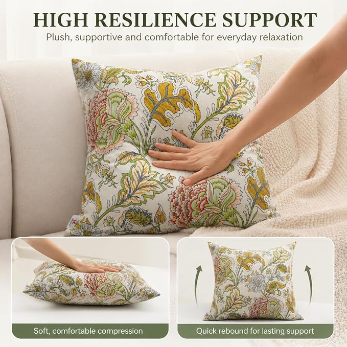 Outdoor Throw Pillows 18×18 Inch Pack of 2 Waterproof Decorative Throw Pillows with Inserts, Square Pillows for Garden Couch Sofa and Patio Furniture