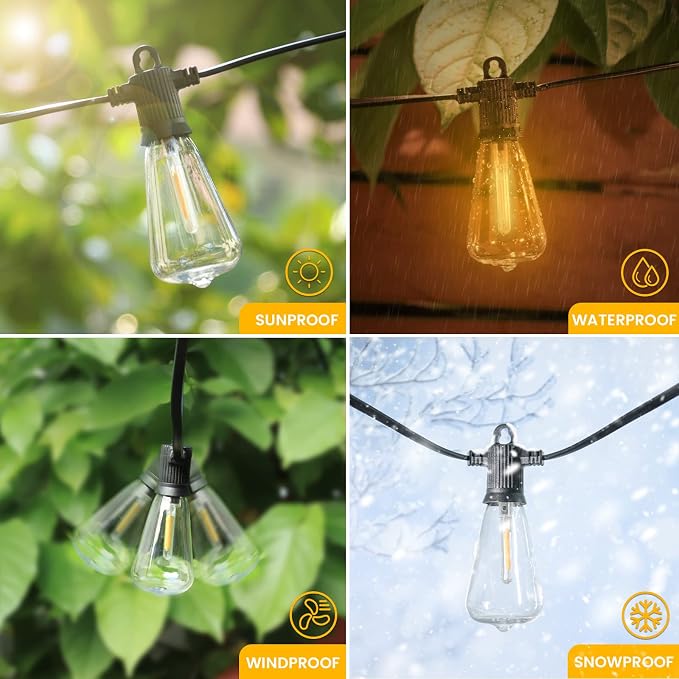 Zuske Outdoor Patio String Lights, 240FT LED with 120+4 ST38 Vintage Edison Bulbs, Waterproof Connectable Hanging Lights for Outside Backyard Bistro Porch (120FTx2)