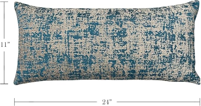 Pack of 2 Outdoor Waterproof Decorative Lumbar Pillows Covers for Patio Furniture, 24x12 Inch Fade Resistant Patio Garden Lumbar Cushion Covers for Couch Bed Sofa, Blue