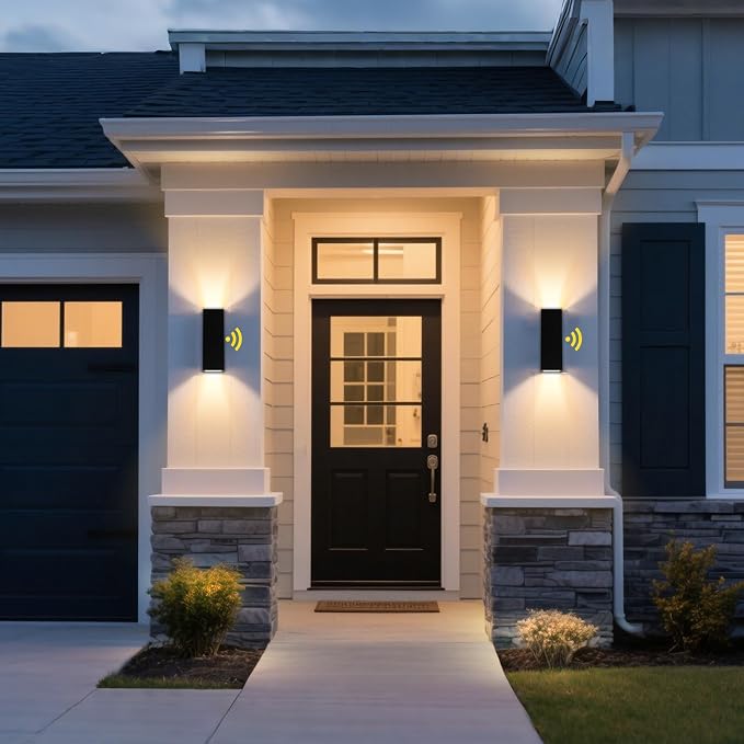 Outdoor Light Fixture Dusk to Dawn,Exterior Lighting Fixtures,Outdoor Wall Lights for House, IP65, 3000K LED Bulbs, Matte Black Modern Porch Light, Garage Front Door, 2 Pack